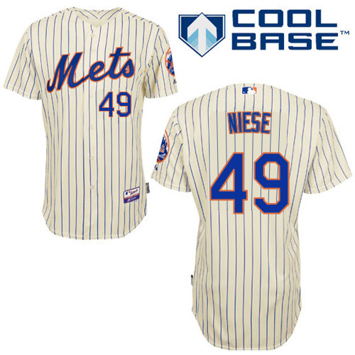 Jonathon Niese #49 MLB Jersey-New York Mets Men's Authentic Home White Cool Base Baseball Jersey